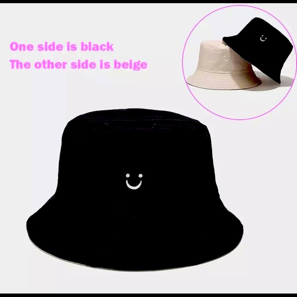 Unisex Spring/Summer Everyday Travel Embroidered Reversible Smiley Hat gift
